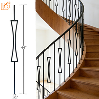 Balustres d'escalier en fer forgé géométrique, design simple, revêtement noir en poudre, meneaux creux pour la maison, directement de l'usine