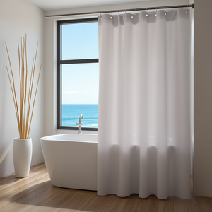 Polyester <b>Shower</b> <b>Curtain</b> 240x200 Cm Light <b>Grey</b> Water Resistant Bathroom Use - Product Image 3