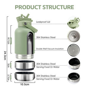 Huyo OEM Custom Logo 32oz Portable Stainless Steel Rounded Design 3-in-1 Style Food <b>Water</b> Outdoor Travel Insulated Dog - Product Image 2