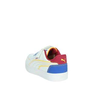 Zapatillas Puma para Niños, Blancas con Rayas Azules y Amarillas, Cierre de Velcro, Lona, Modernas - Product Image 2