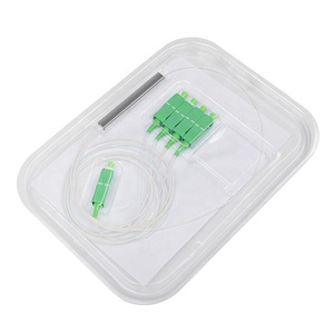 Caja Divisora Óptica PLC Mini 1x4 <span class=keywords><strong>SC</strong></span>/APC con Pigtail de 1.5m, Equipo de Fibra Óptica Tipo SM, Longitud de Onda 1260-1650nm para Proyectos FTTH - Product Image 1