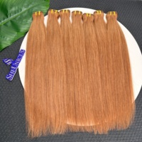 Ciocca di capelli umani grezzi vietnamiti di un singolo donatore # 35 Ciocche di Capelli Vergini Lisci Rossi-Marroni a Doppia Trama con Cuticole Allineate