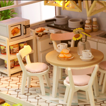Casa delle bambole in miniatura in legno fai-da-te K piccola casa