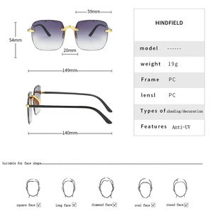 Nouvelle Arrivée Lunettes <span class=keywords><strong>de</strong></span> <span class=keywords><strong>Soleil</strong></span> Sans Monture Tendance Luxe Vente en Gros Lunettes <span class=keywords><strong>de</strong></span> <span class=keywords><strong>Soleil</strong></span> <span class=keywords><strong>Femme</strong></span> Mode Haute Qualité - Product Image 3