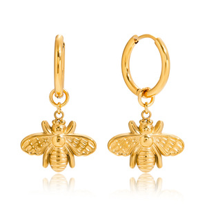 <b>Bee</b> Pendant Earrings 18K Gold Plated Stainless Steel Insect Design Fashion Drop Earrings <b>Gift</b> Jewelry - Product Image 5