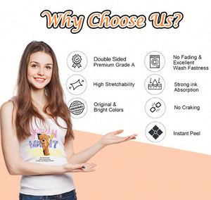 Film PET DTF OEM ODM en rouleau, transfert thermique premium, pelage à chaud/à froid, simple face, 60cmx100m, pour impression textile haute température - Product Image 6