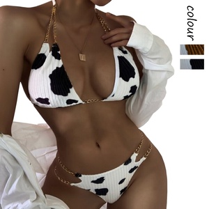 <strong>Cow</strong> <strong>Print</strong> Chain Strap <strong>Bikini</strong> Two Piece Swimsuit Sexy Bathing Suits 2022 Custom Logo Brazilian Swimwear - Product Image 1
