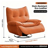 Canapé inclinable électrique multifonctionnel en cuir véritable noir, fauteuil à bascule massant, canapé-lit individuel réglable pour la détente