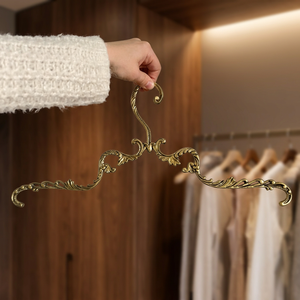 Vintage Brass Clothing <b>Hanger</b> With Carved Design For Wardrobe Use - Product Image 2