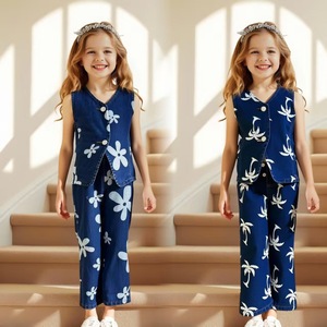 เสื้อกั๊กแขนกุดและกางเกงยีนส์ขายส่งสำหรับเด็ก ชุดเสื้อผ้าเด็กผู้หญิงทันสมัย อายุ 3-7 ปี - Product Image 2