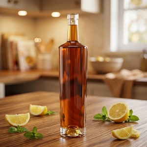 Botella de Vidrio de Fondo Grueso y Hombro Plano, Botella de Licor de Vidrio Super Flint para Envasado de <span class=keywords><strong>Vodka</strong></span>, Whisky, Ginebra, Ron y Tequila - Product Image 3