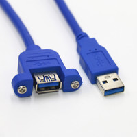 Cable USB 3.0 Extendido Tipo Panel con Conector Macho a Hembra, Tornillos de Bloqueo, Cable de Datos de Alta Velocidad con Conductor de Cobre para