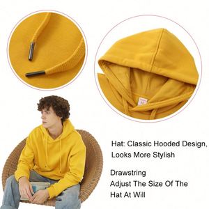 Heavy Duty Hoodies 480Gsm Gold Cotton Ploy Blend Soft Inside <b>Drop</b> Shoulder Hoodies Work Wear Baggy Hoodies for Men - Product Image 2