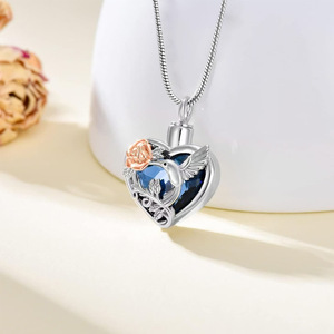 Collier urne colibris en acier inoxydable avec cristal pour cendres, bijou commémoratif pour femmes et hommes - Grande Vente - Product Image 3