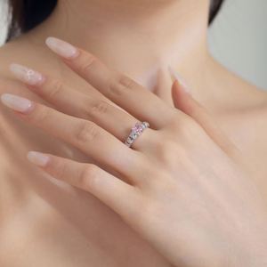 Dylam Oem Odm Jewelry Supplier S925 Silver Rhodium Plated Eternity Band Sapphire 1.25ct 8A Crushed <b>Iced</b> Out Cut Zirconia <b>Rings</b> - Product Image 5