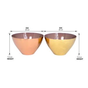 Juego de cuencos de ensalada chapados en oro y cobre rústico, cuenco de uso doméstico de Metal pulido con esmalte de espejo de 2 tonos para fiestas económicas de sopa - Product Image 5