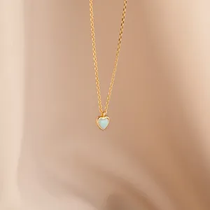 Nuovo personalizzato delicato opale collana cuore minimalista ciondolo amore delicato collana regalo unico per lei - Product Image 2