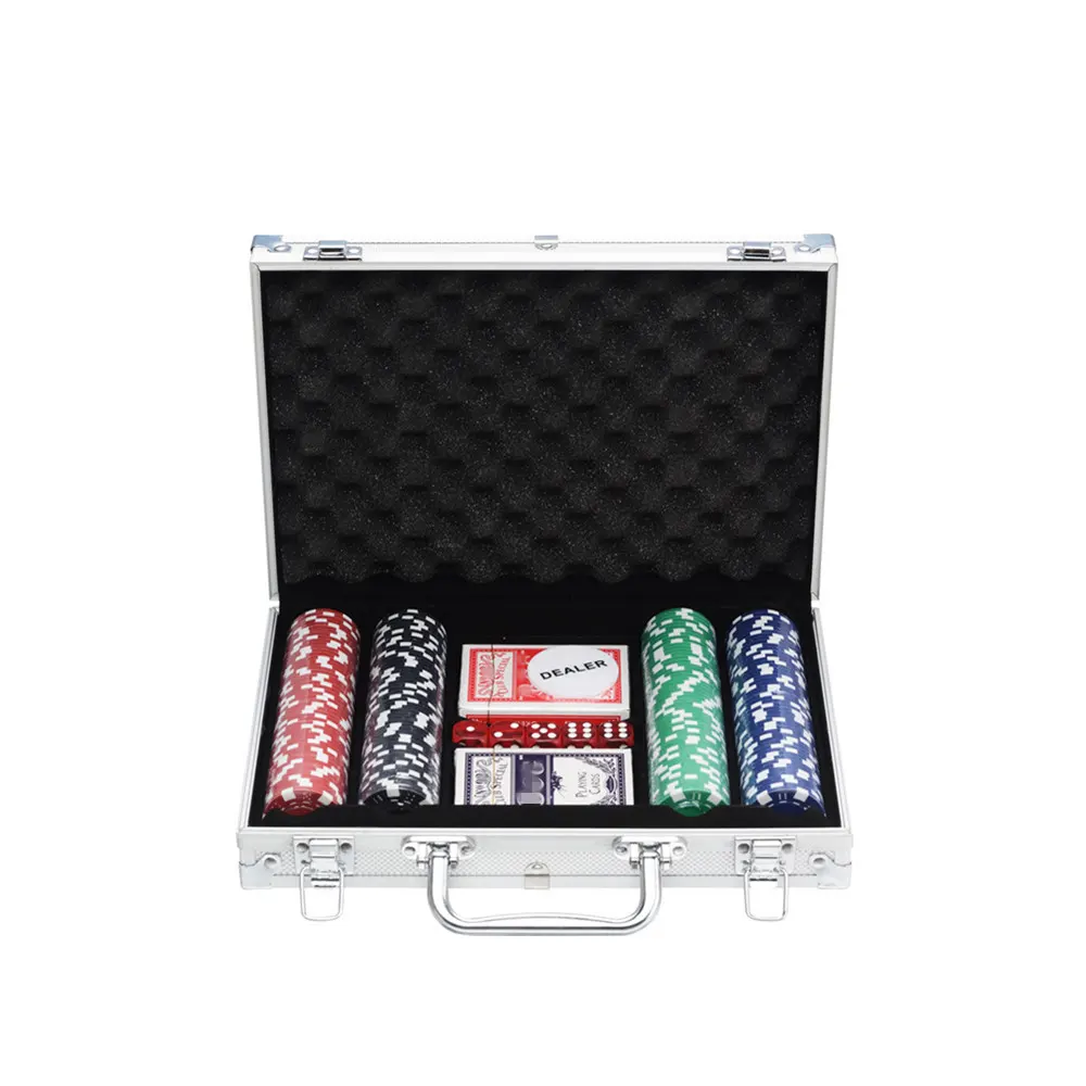 200 stücke kundenspezifischer poker chips set mit fall für glücksspiel