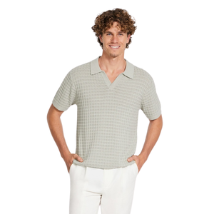 Chemise Formelle Homme en Maille Unie à Manches Courtes Polyester/Coton Texturé Coupe Slim Anti-Plis Respirante pour l'Été Vente en Gros - Product Image 4