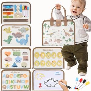 Nuovo Design 2025 Lavagna Sensoriale Dinosauro in Feltro per Bambini con 6 Attività, Lavagna <span class=keywords><strong>Montessori</strong></span> per Regali di Compleanno per Bambini - Product Image 2