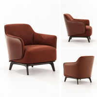 Fauteuil d'appoint moderne marron, fauteuil de salon rembourré, mousse haute densité, pieds en métal pour salon, hall d'hôtel