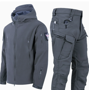Combinaison de randonnée pour <span class=keywords><strong>homme</strong></span>, en softshell, doublée de polaire, chaude, décontractée, avec pantalon et veste rembourrés en velours, imperméable - Product Image 5