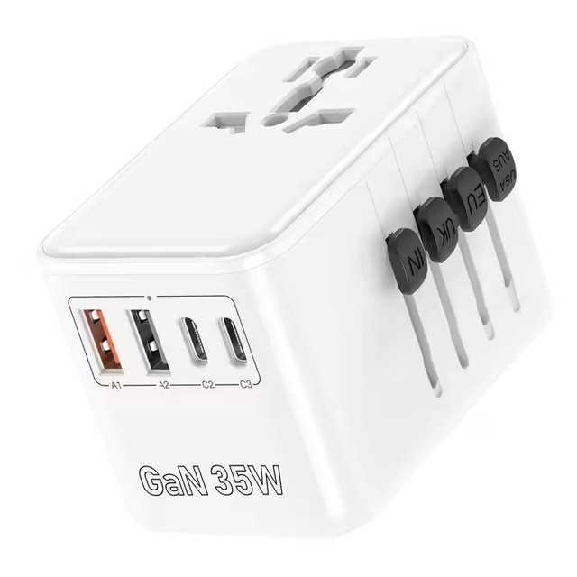 35W Universal Travel Adapter Worldwide Fast Charging Travel Adaptor International Power Plug Multiple Device USB Port Charger