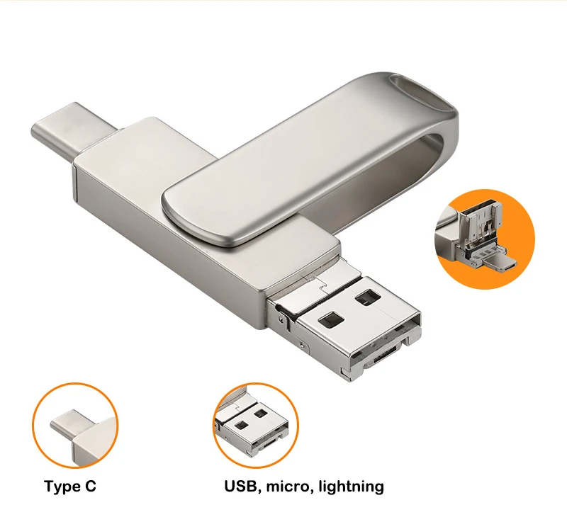4 in 1 OTG Flash Drive 64GB USB Memory Stick External Storage Thumb Drive Compatible with Phone Pad Android PC
