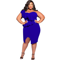 Robe de soirée grande taille pour femme, asymétrique à une épaule, courte et sexy, en stock