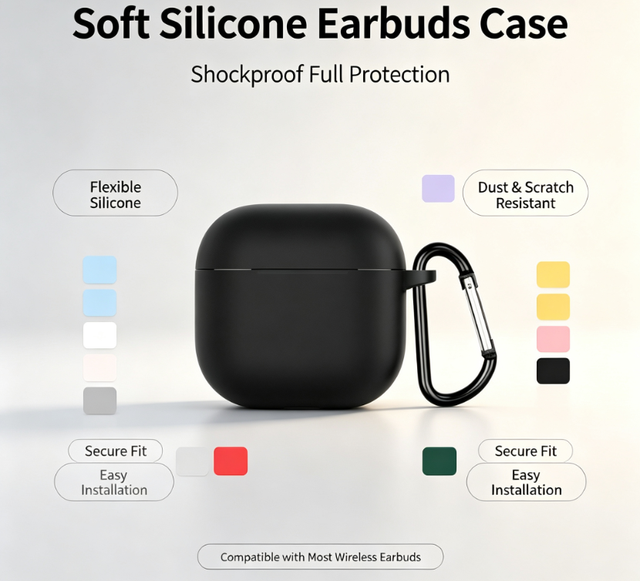 Silicone Earphone Case for AirPods All-in-one Full Wrap Protective Cover Shockproof Anti-collision Soft Shell Custom Color Logo