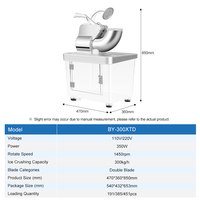 Broyeur à glace électrique semi-automatique avec double lame en plastique, pour usage domestique et extérieur, avec bac de stockage visuel