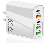 Chargeur rapide multi-ports 65W avec double PD Type C et 3 USB QC3.0, adaptateur de charge rapide 5 ports USB pour iPhone Samsung