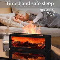 Diffuseur d'arômes créatif 280 ml avec effet flamme de cheminée, veilleuse LED, humidificateur d'air ultrasonique avec télécommande pour chambre à coucher et maison