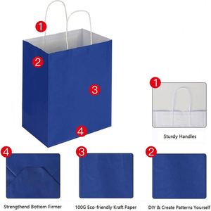 Medium Kraft Bags with Handles Paper Bags Birthday <b>Wedding</b> Party Grocery Retail Shop Business Gift Waterproof Coated Paper Bag - Product Image 6