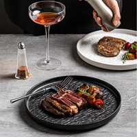 Assiette plate en céramique noire et blanche pour steak spaghetti plat occidental plat à dessert plats et assiettes durables et élégants