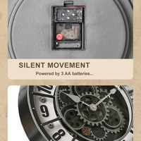 Jam dinding 18 inci dengan roda gigi, jam dekoratif gaya Steampunk industri ukuran besar, cocok untuk dekorasi dapur dan ruang tamu