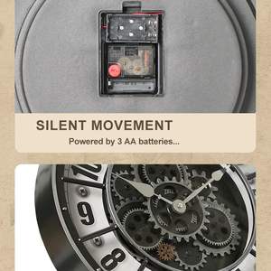 <span class=keywords><strong>Orologio</strong></span> <span class=keywords><strong>da</strong></span> parete <span class=keywords><strong>da</strong></span> 18 pollici con ingranaggi, <span class=keywords><strong>orologio</strong></span> decorativo in stile Steampunk industriale di grandi dimensioni, adatto per l'arredamento di cucina e soggiorno - Product Image 5