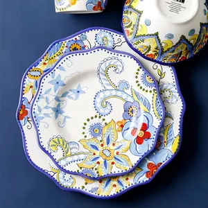 Toptan bavyera pakistan oyun tabak ve yemekleri restoran porselen yemek takımı güzel dekoratif tabak çanak çömlek