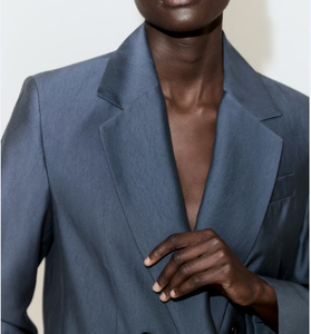 <b>Women's</b> Double Breasted Blazer Notched Collar Full Sleeve Solid Color Anti-Wrinkle Autumn Business Casual <b>Jacket</b> - Product Image 5