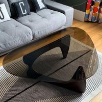 Ensemble de tables basses modernes de luxe en verre trempé avec structure en acier inoxydable, design minimaliste pour salon, table centrale avec rangement