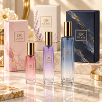 Flacon pulvérisateur d'huile de parfum portable vide, emballage rond ou carré en verre transparent avec logo