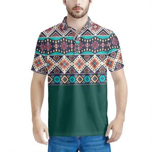 Impression à la demande Polo uni pour homme T-shirt CUSTOM Tribal Western Aztec Sun Tattoo Polos imprimés T-shirts avec logo Bleu - Product Image 5