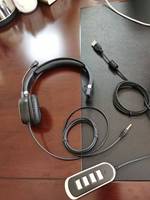 Casque filaire supra-auriculaire réglable avec micro et prise USB, conception mono-oreille, idéal pour centre d'appels