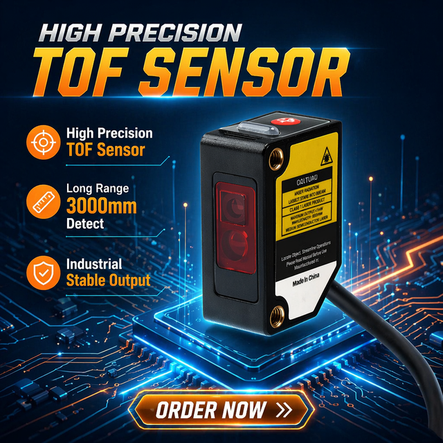 High Precision TOF Laser Sensor Industrial Distance Measurement Photoelectric Switch 50-3000mm Fast Response Automation System