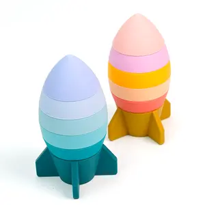 Silicone Stacking Toys Rocket Pile Toys Baby Intelligence Development Educational Funny Toys