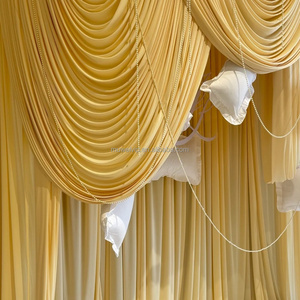 Rideau de fond de scène de mariage Muwei en soie glacée, draperie décorative ondulée pour plafond - Product Image 4