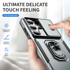 Custodia Magnetica Antiurto con Anello di Supporto per <span class=keywords><strong>Samsung</strong></span> <span class=keywords><strong>Galaxy</strong></span> S26 Ultra S25 Edge S24 Plus S23 <span class=keywords><strong>FE</strong></span> S22+ <span class=keywords><strong>S21</strong></span> con Finestra Scorrevole - Product Image 4