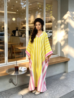 Robe de festival musulmane africaine Kaftan de Dubaï en polyester, motif à fils fins symétriques, coupe fluide, vente en gros pour boutiques