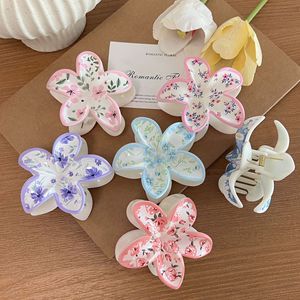 Pince à cheveux en forme d'œuf tendance avec motif floral imprimé UV pour femme - Product Image 1