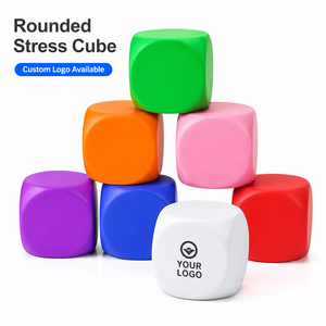 Custom Size <b>Dice</b> Stress Ball PU Foam Squeeze Ball <b>6</b> <b>Side</b> Logo Printed Soft Cubes Shape Toy Promotional Gift for Corporate Event - Product Image 1